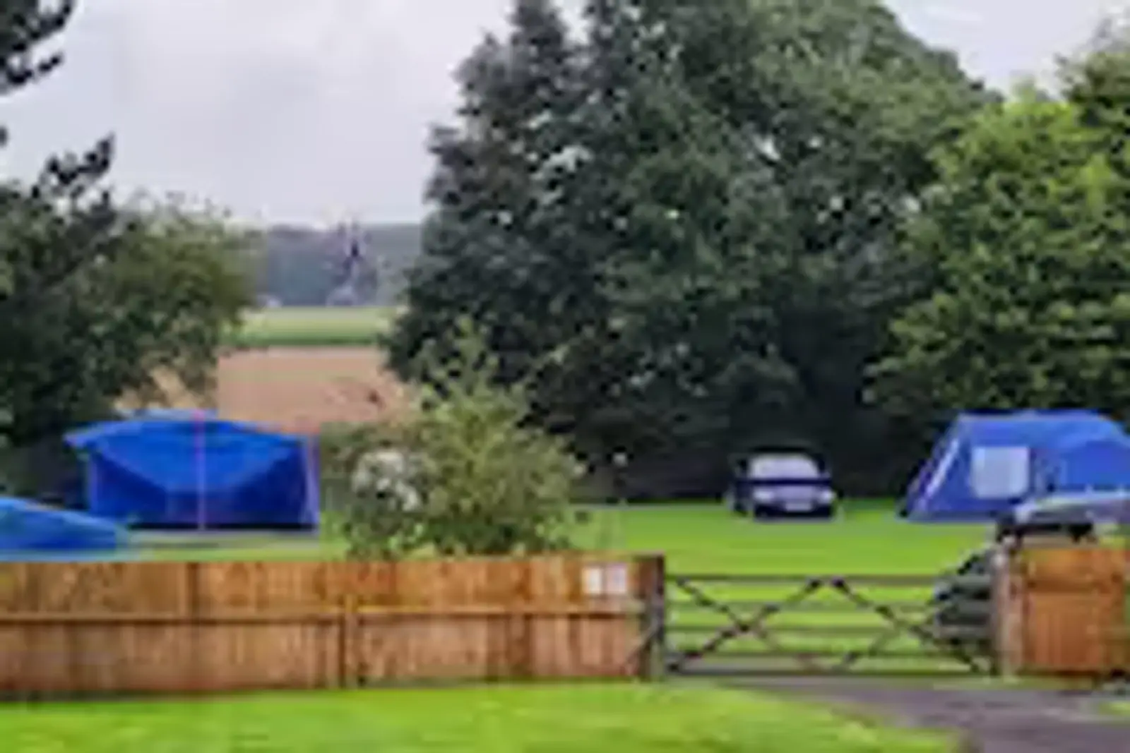Full view of Dove Cote Lodge Camping showing all five spacious grass pitches available for exclusive hire in Selby, North Yorkshire.