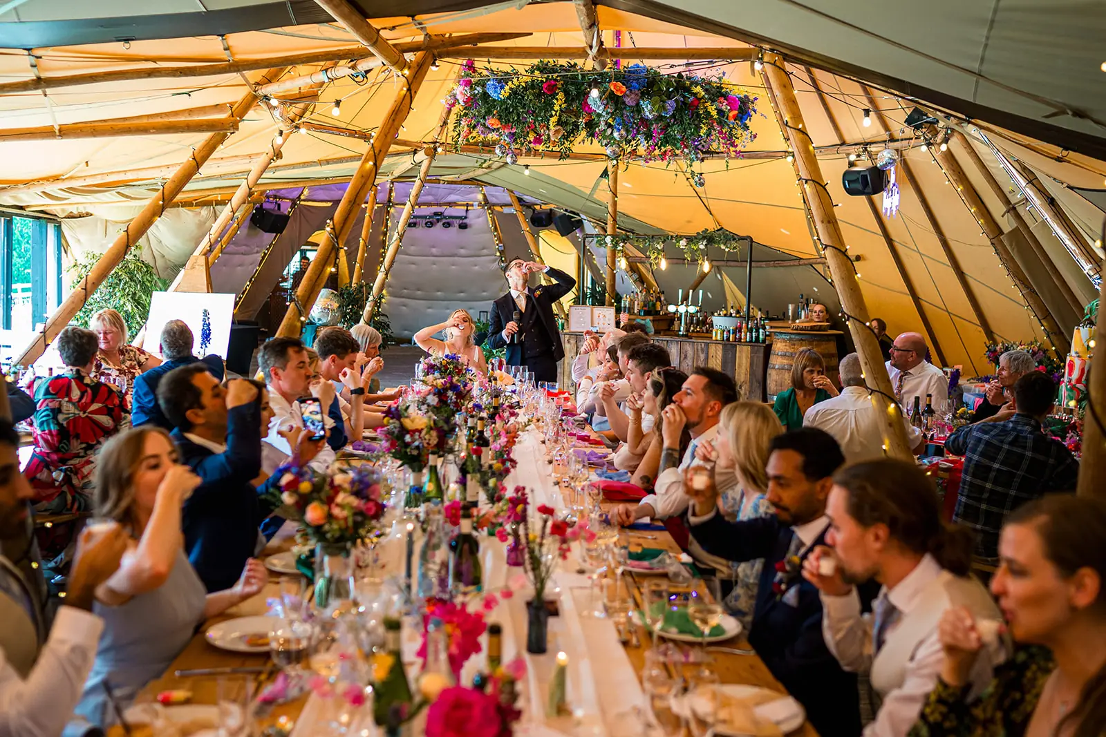 guests enjoying wedding feast