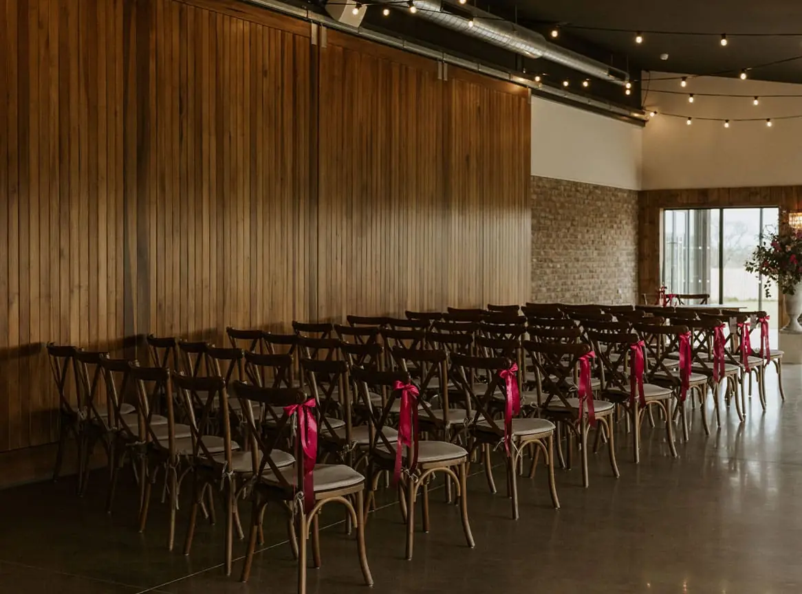 chair setup at high brockholme barns