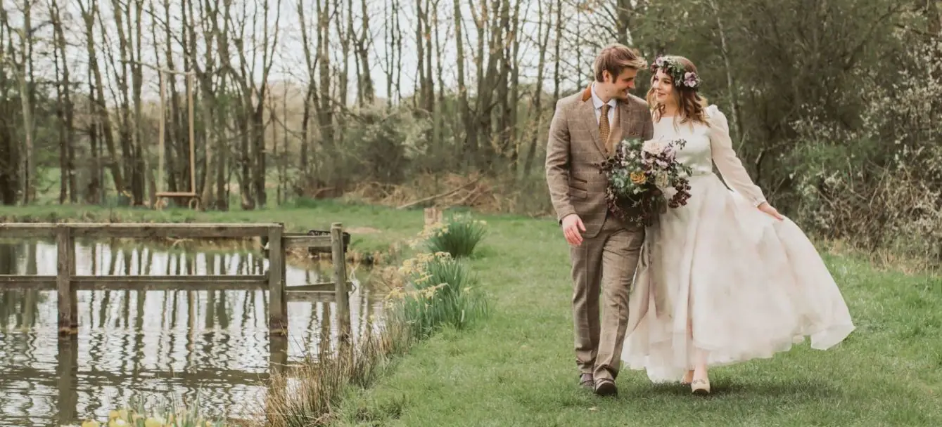 A bride and groom at Low Osgoodby Grange events venue