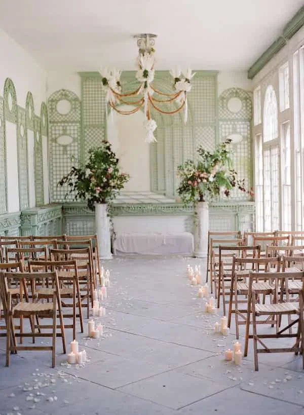 Ceremony chairs inside the Port Eliot Orangery