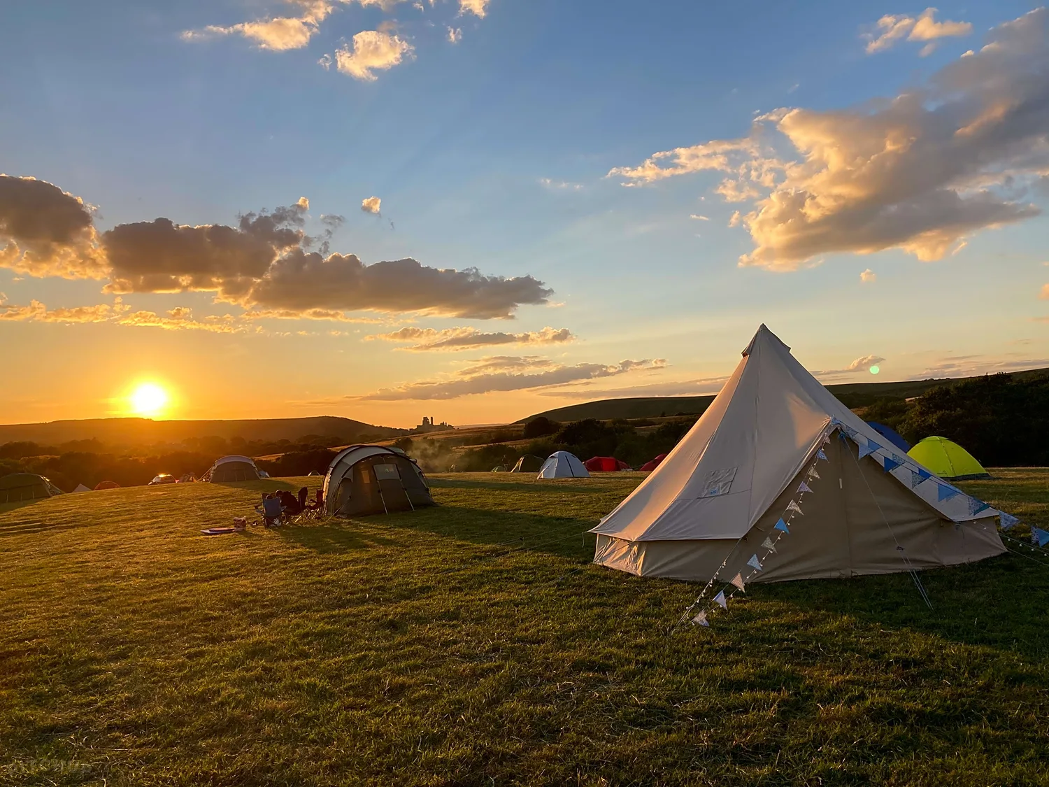 Bell tent overlooking the Purbeck countryside