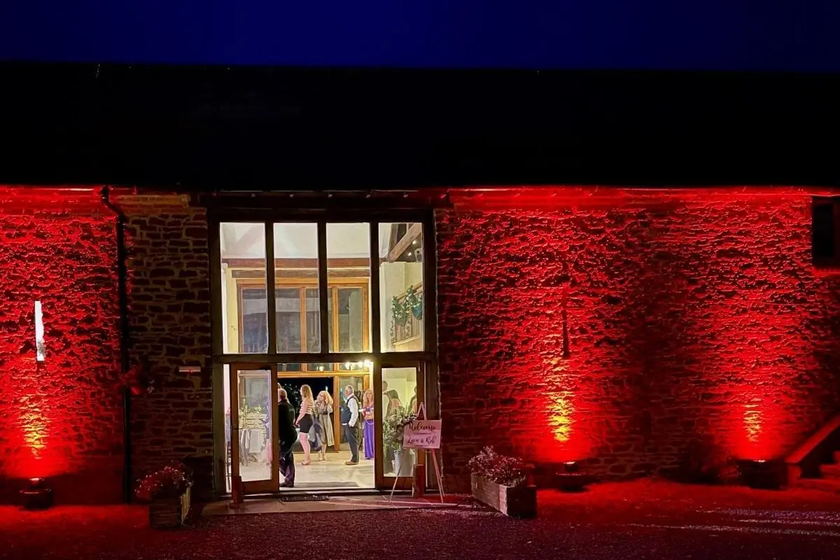 rockfield barns outside red lighting