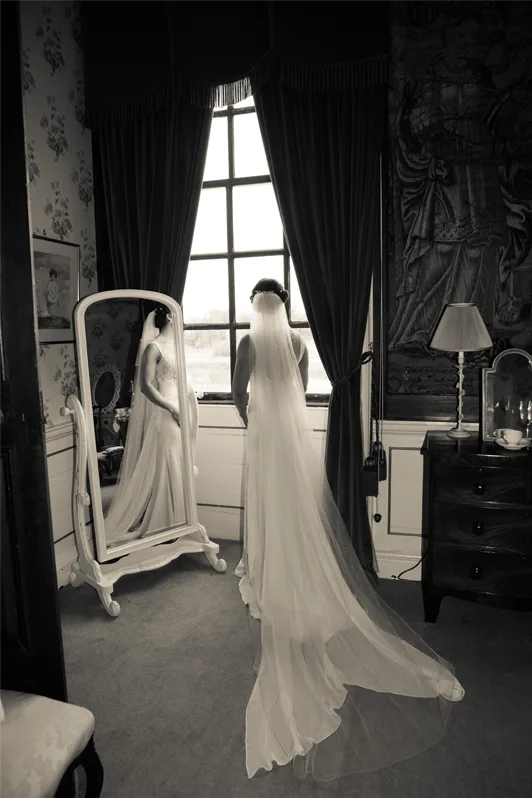 Wedding dress inside Stanford Hall