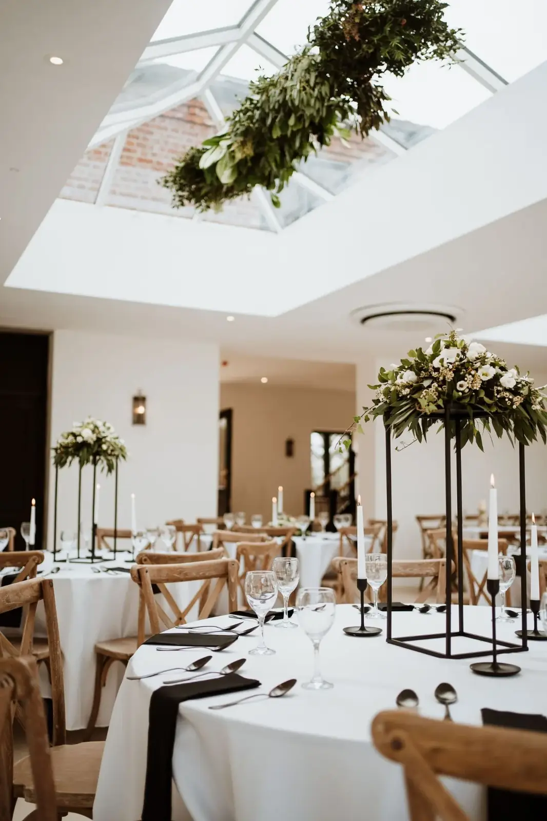 Dining room set for a wedding breakfast at The Grange Leverton, Lincolnshire