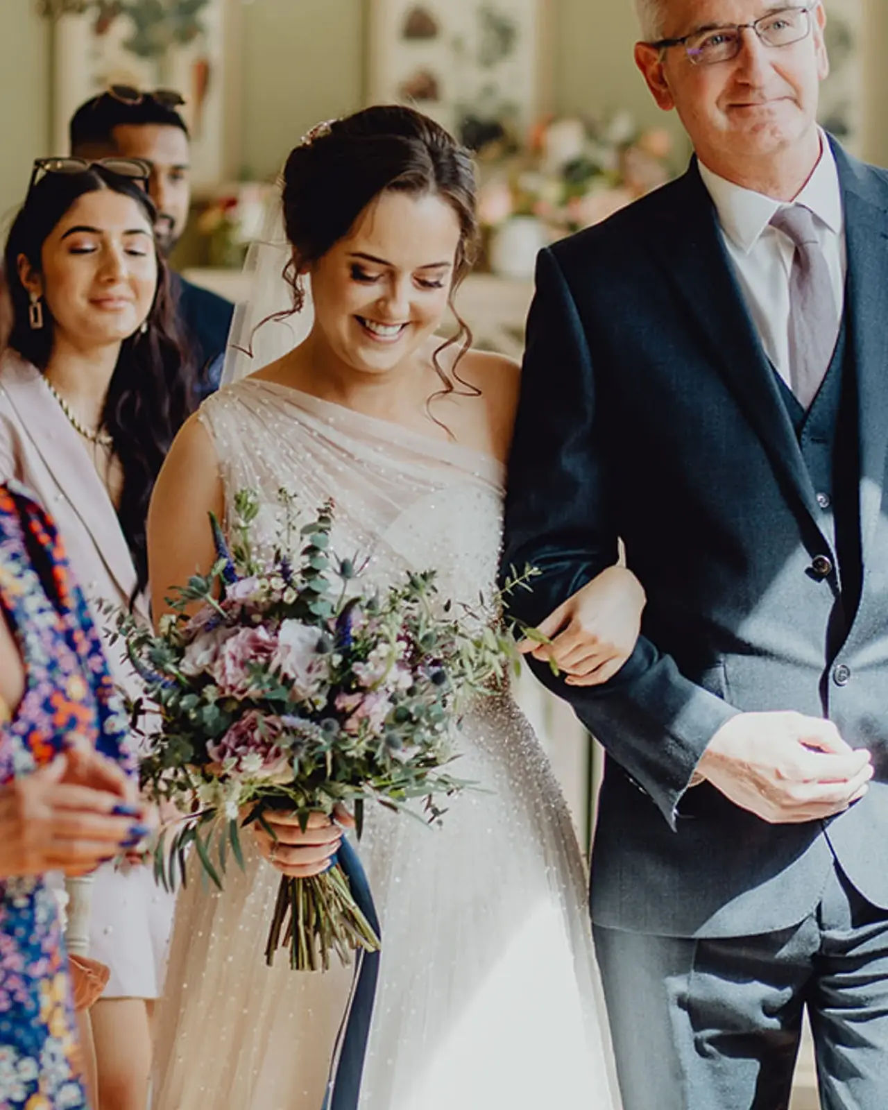 Weddings Page The Manor Rooms East Bride walking down the isle Yorkshire