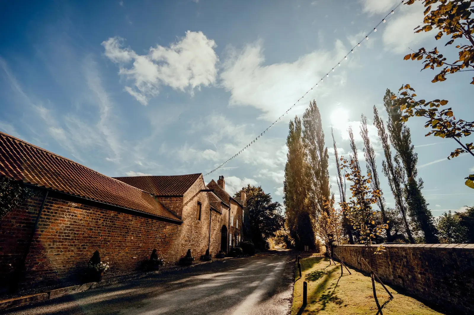 The sun shines outside The Normans wedding venue in North Yorkshire